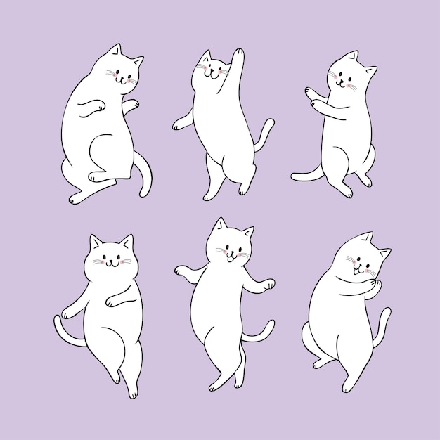 Vetor bonito da dança do gato dos desenhos animados.