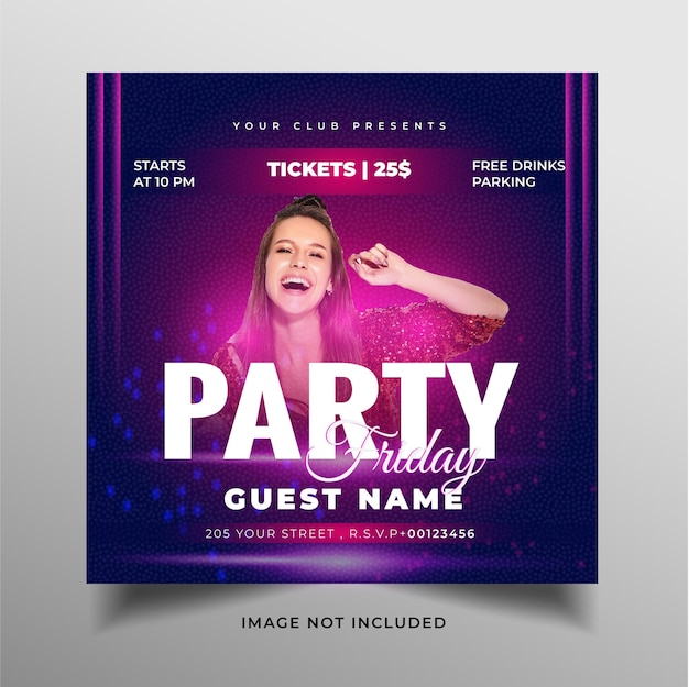vetor club DJ Party flyer mídia social amp Instagram post
