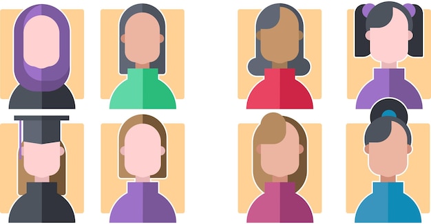 vetor conjunto de ícones de avatar de mulheres