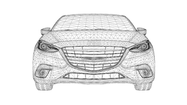 Vetor criativo abstrato 3d linhas de carros esportivos conectadas a pontos