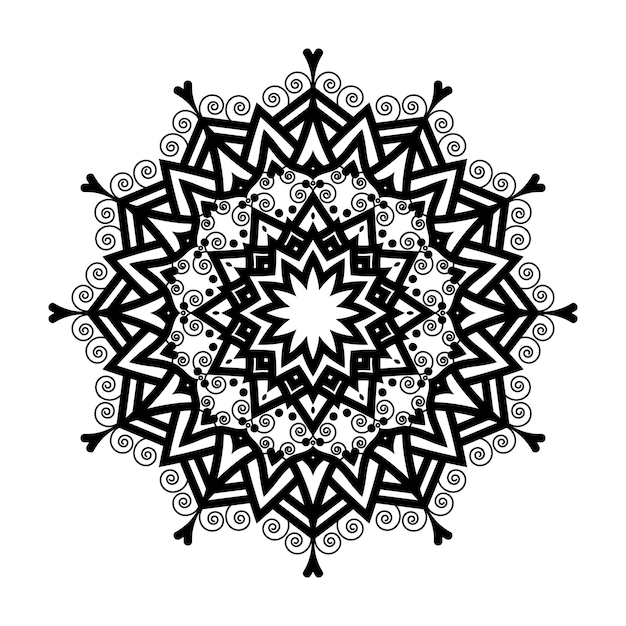 vetor criativo de design de fundo preto e branco para estilo de arte mandala de lótus em luxo abstrato