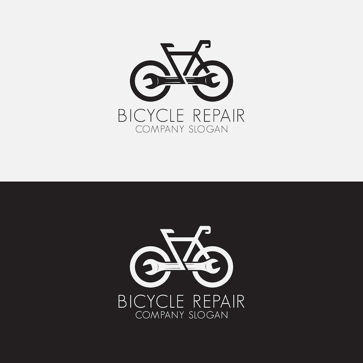 Vetor vetor criativo do logotipo da empresa de reparo de bicicletas e chaves
