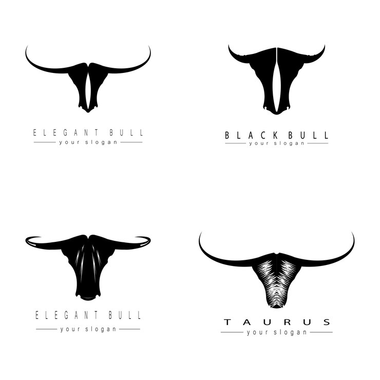 Vetor vetor de animais de logotipo vermelho de chifre de cabeça de touro