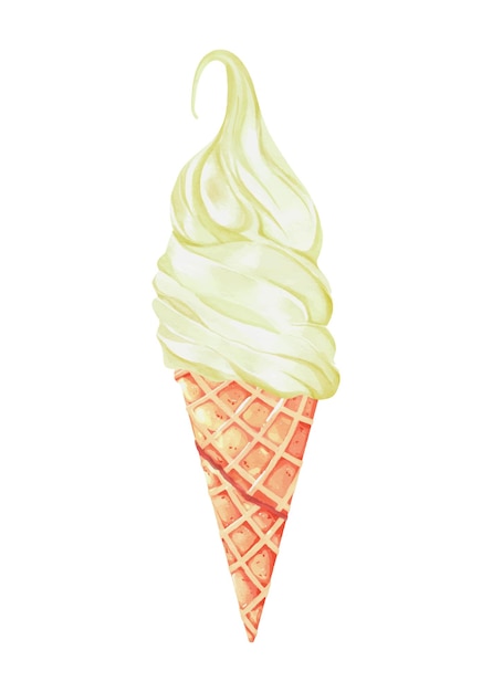 Vetor de aquarela de sorvete de limão em fundo branco
