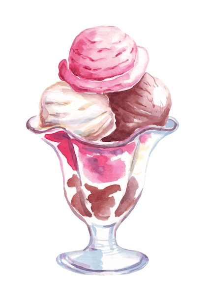Vetor de aquarela de sorvete