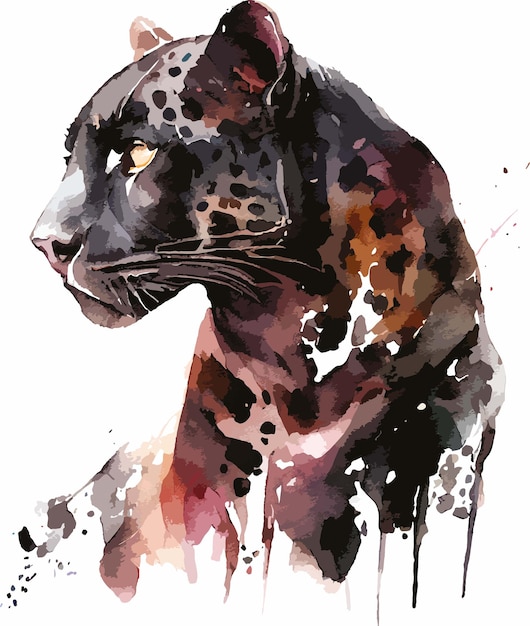 Vetor de aquarela jaguar de olhos azuis e leopardo