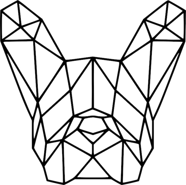 Vetor de arte de linha geométrica linear de cachorro bulldog francês