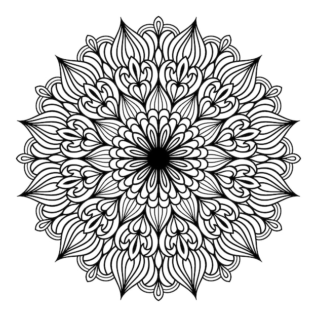 Vetor de arte de padrão floral de mandala desenhado à mão, páginas para colorir de mandala