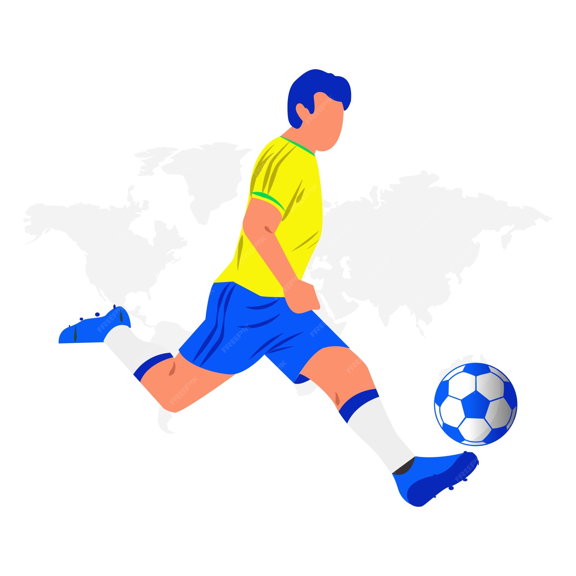 ilustração de jogador de futebol de estilo simples de desenho animado  chutando uma bola 12653294 Vetor no Vecteezy