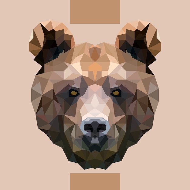 Vetor de cabeça de urso poligonal