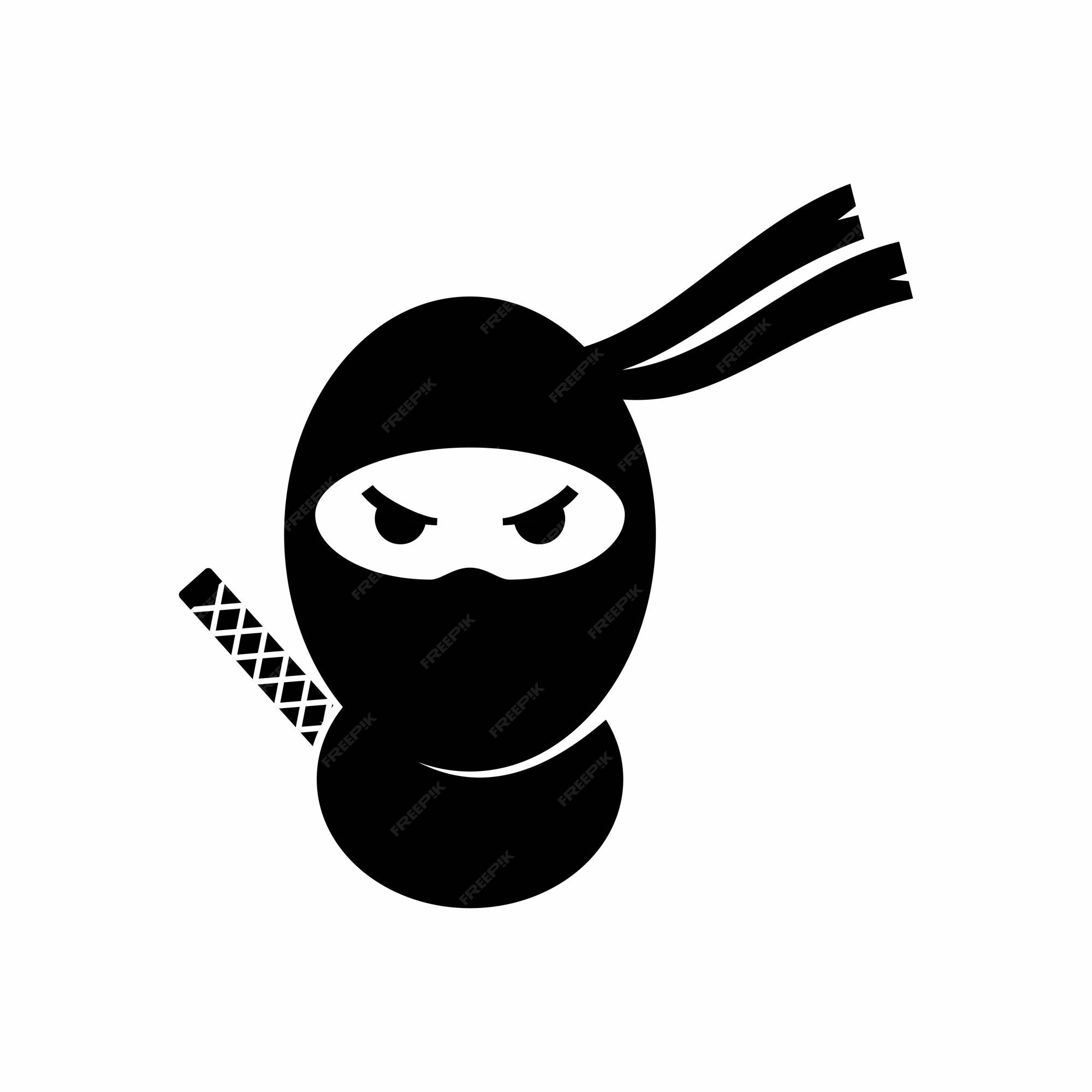 ninja de desenho animado de cabeça com ilustração de símbolo de ícone de  vetor de design de logotipo de ginásio 5726480 Vetor no Vecteezy