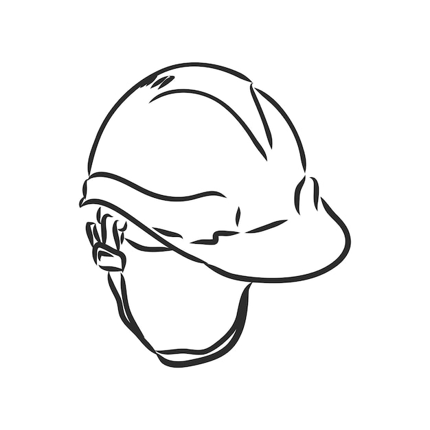 Vetor de capacete da indústria e ilustração estilo de esboço desenhado à mão em preto e branco