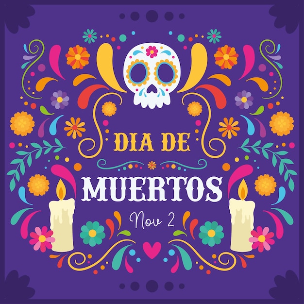 Vetor vetor de cartaz colorido dia de los muertos