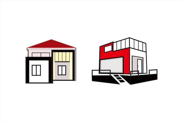 Vetor de casa minimalista e moderno em design de estilo de ilustração plana