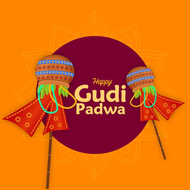 Vetor de celebração do ano novo de Gudi padwa marathi