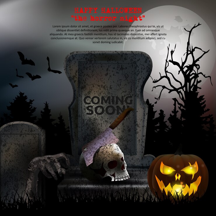 Vetor vetor de cemitério assustador de halloween