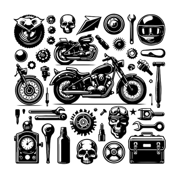 Vetor vetor de coleção de elementos de motocicleta vintage