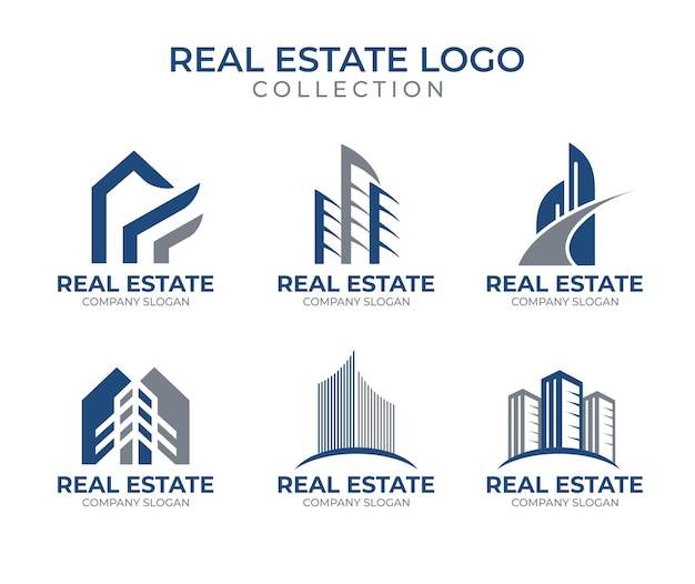 Vetor de coleção de logotipo real estste ou propriedade