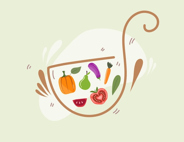 Vetor de comida de ilustração de dia vegano para evento de comida saudável vegetariana