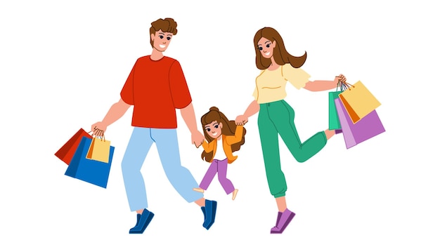 Vetor vetor de compras em família