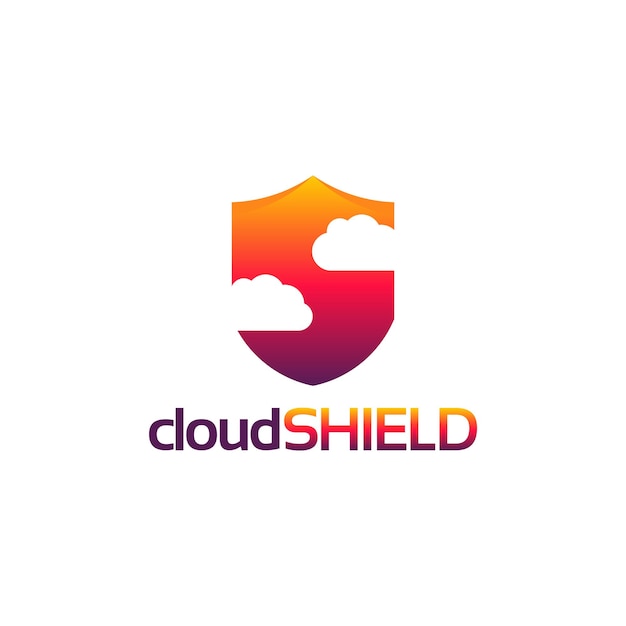 Vetor de conceito de design de logotipo cloud shield, vetor de inspiração de logotipo online shield