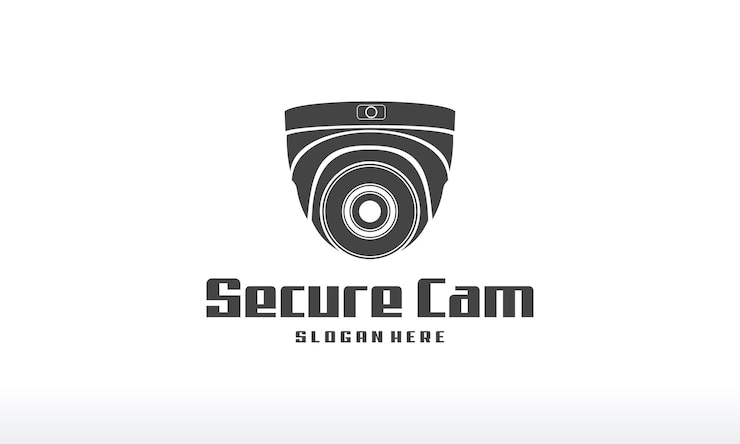 Vetor vetor de conceito de design de logotipo de câmera segura, modelo de design de logotipo de silhueta cctv, modelo de símbolo de ícone de logotipo