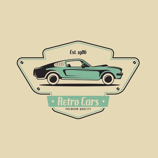 Vetor vetor de conceito de design de logotipo de carro retrô