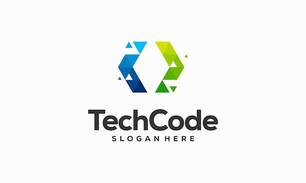 Vetor de conceito de design de logotipo de codificação moderna vetor de ícone de logotipo de tecnologia de programador