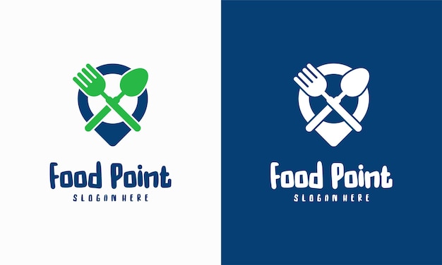 Vetor de conceito de design de logotipo de food point, ilustração de modelo de design de logotipo de restaurante