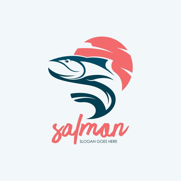 Vetor de conceito de design de logotipo de peixe salmão