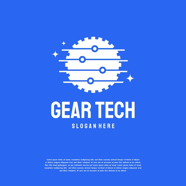 Vetor de conceito de design de logotipo gear tech, logotipo techno gear símbolo mecânico