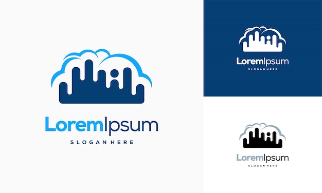 Vetor de conceito de design de logotipo moderno pixel cloud, modelo de logotipo cloud tech, modelo de ícone de símbolo de logotipo de tecnologia