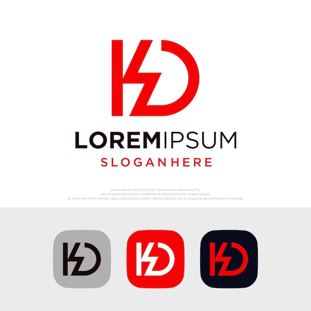 Vetor de conceito de design de logotipo monograma. letra inicial kd marca símbolo ícone logotipo vetor