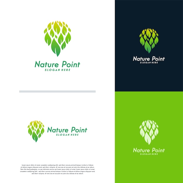 Vetor de conceito de design de logotipo Nature Point, símbolo do logotipo Green Place