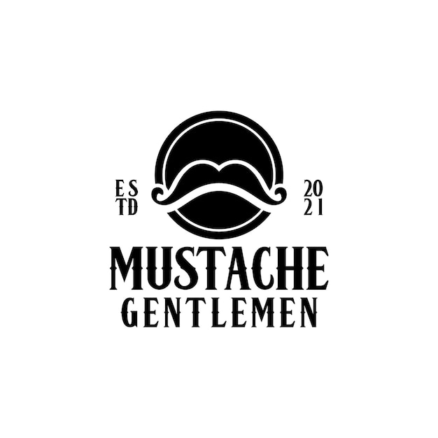 Vetor de conceito de logotipo de bigode. logotipo do cabeleireiro para estilo e moda de bigode