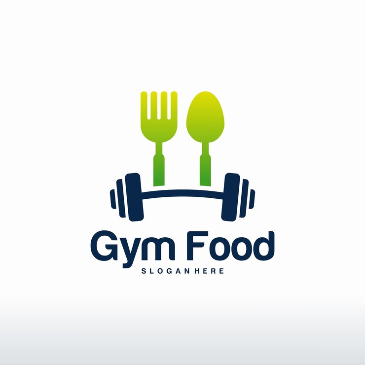 Vetor vetor de conceito de projetos de logotipo de comida de ginásio, vetor de logotipo de nutrição de ginásio
