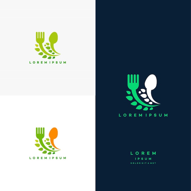 Vetor vetor de conceito de projetos de logotipo de comida de natureza saudável, símbolo de comida vegetariana creative logo