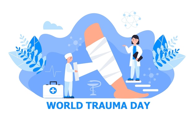 Vetor de conceito do dia mundial do trauma o evento é comemorado em 17 de outubro eles fazem a ilustração de traumatologia de varredura de raio-x para a página de destino