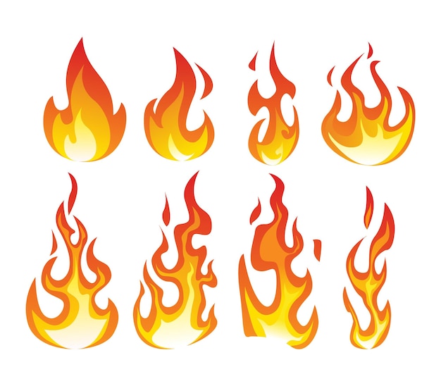 coleção de vetor de chamas de fogo vermelho isolado no fundo branco  11012289 Vetor no Vecteezy
