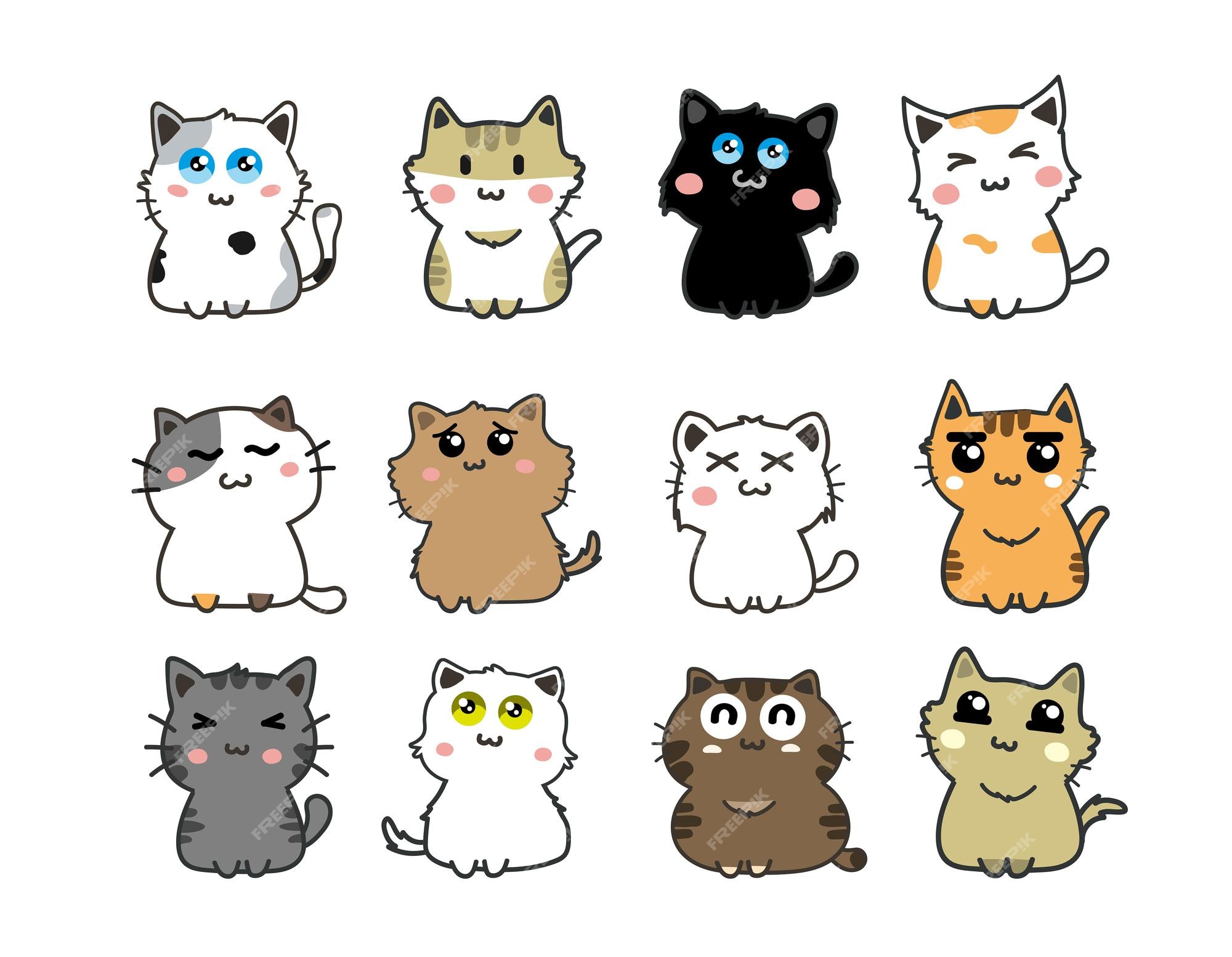 Face De Um Conjunto De Gatos Coleção De Gatinhos De Desenho Animado De  Diferentes Cores Animais De Estimação Gatos Lindos Vetor Ilustração do  Vetor - Ilustração de diferente, fofofo: 157743737