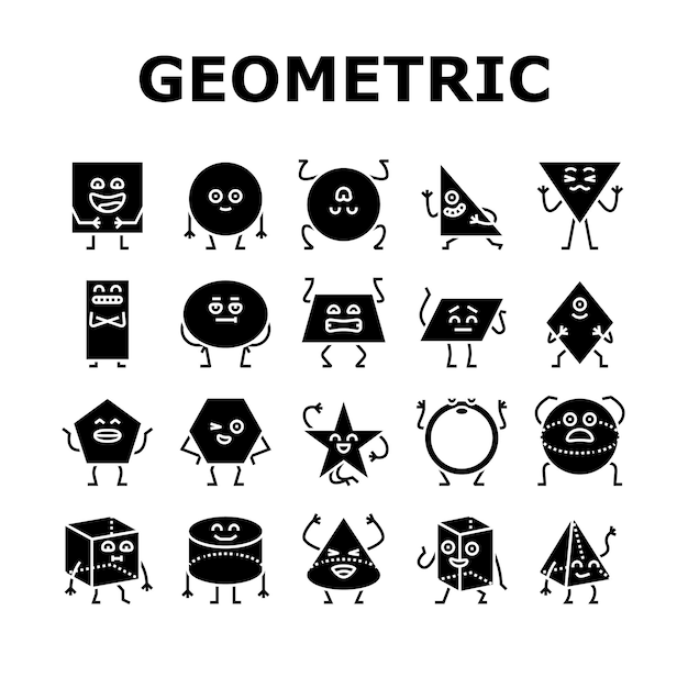 vetor de conjunto de ícones de personagem de forma geométrica