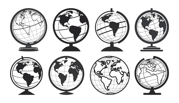 vetor de conjunto de ícones do mundo globo terrestre