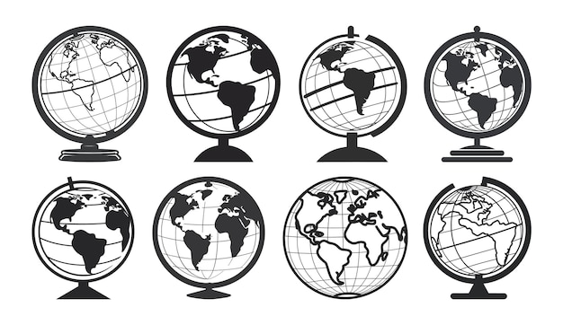 Vetor de conjunto de ícones do mundo globo terrestre