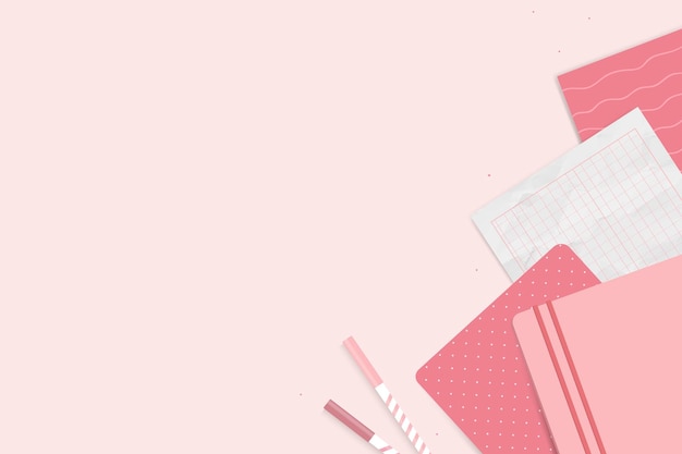 Vetor de conjunto de planejador de bloco de notas rosa