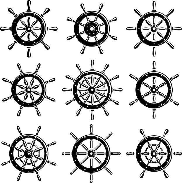 Vetor vetor de conjunto de volante de navio