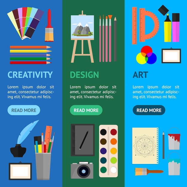 Vetor de conjunto vertical de banner de arte dos desenhos animados
