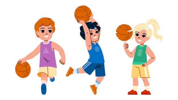 vetor de criança de basquete