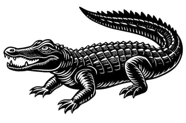 Vetor vetor de crocodilo preto e branco