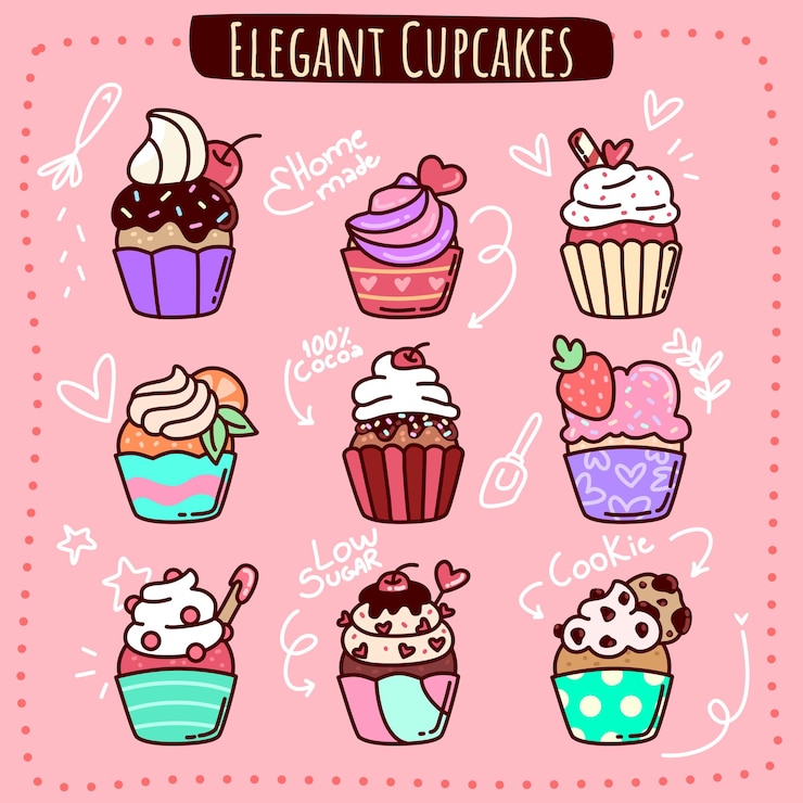 Vetor vetor de cupcakes elegantes