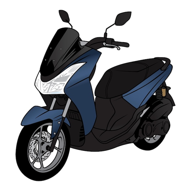 Vetor de desenho animado de estacionamento de motocicleta de scooter